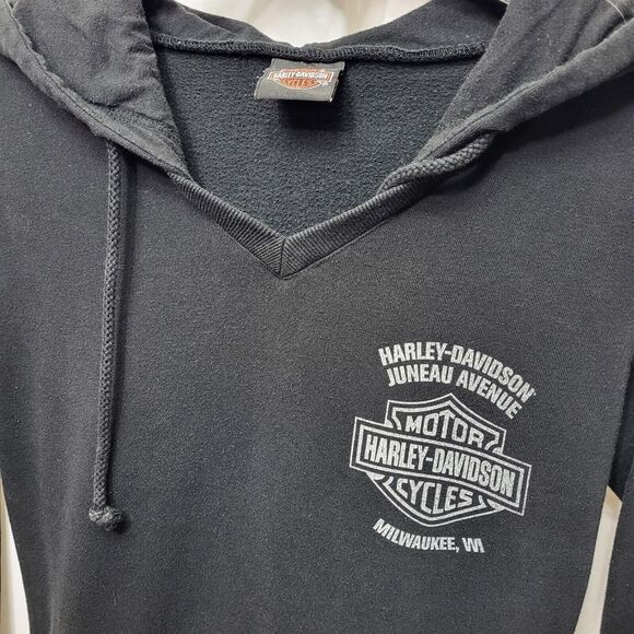 Harley Davidson Motorcycles Sweatshirt Hoodie Wm Med Black Angel Wings Milwaukee - Picture 3 of 6